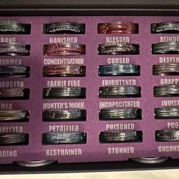 D&D 5e Condition Rings & Spell Tracker Set (96+ Pcs!) w/ Organizer Box | Near Ne - Picture 3 of 4